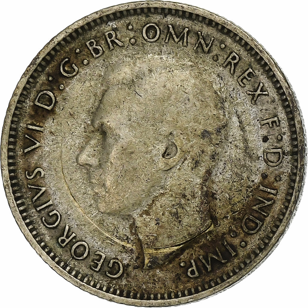 Australie, George VI, 6 Pence, 1946, Melbourne, Argent, TB+, KM:38a