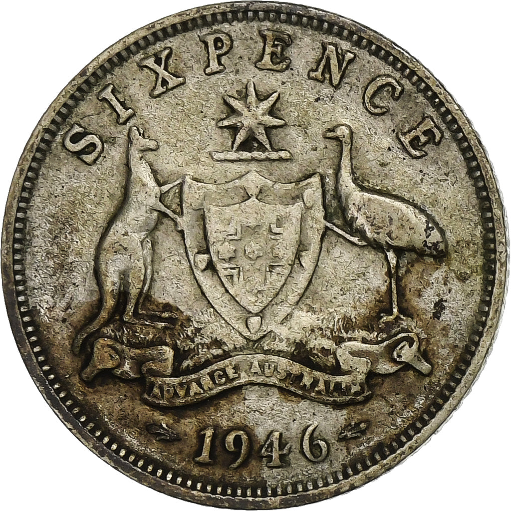Australie, George VI, 6 Pence, 1946, Melbourne, Argent, TB+, KM:38a