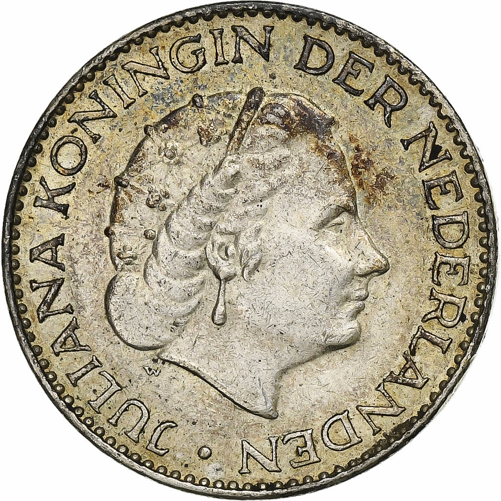 Nederland, Juliana, Gulden, 1957, Utrecht, Zilver, ZF+, KM:184