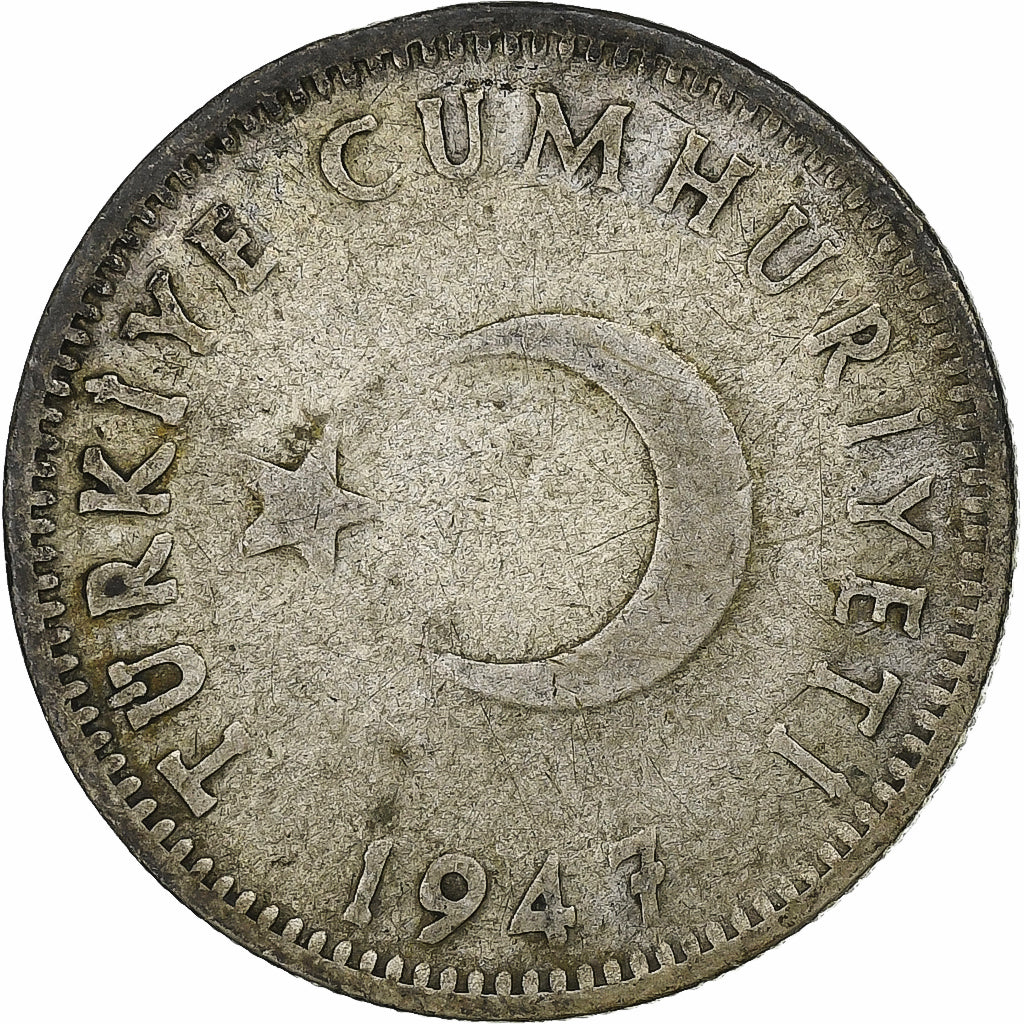 Turkije, Lira, 1947, Zilver, FR+, KM:883