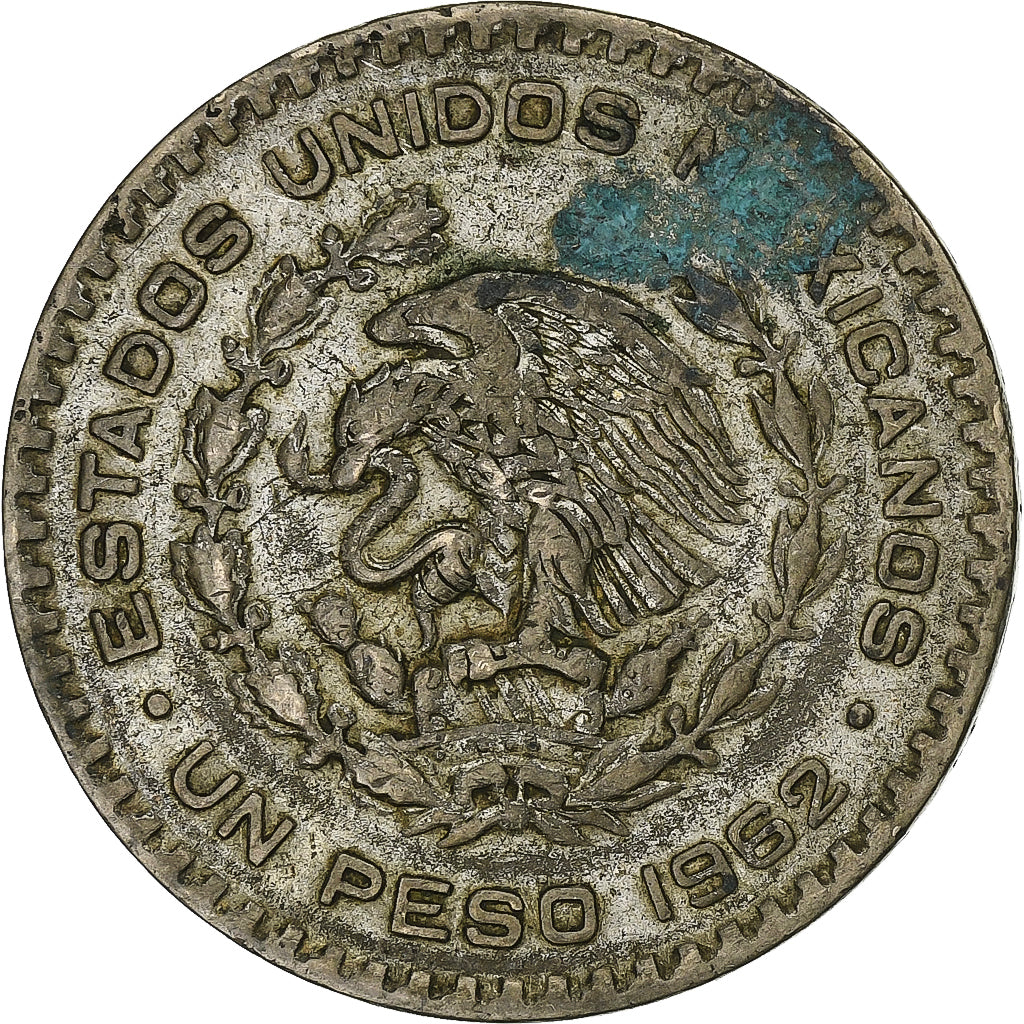 Messico, Peso, 1962, Mexico City, Biglione, MB+, KM:459