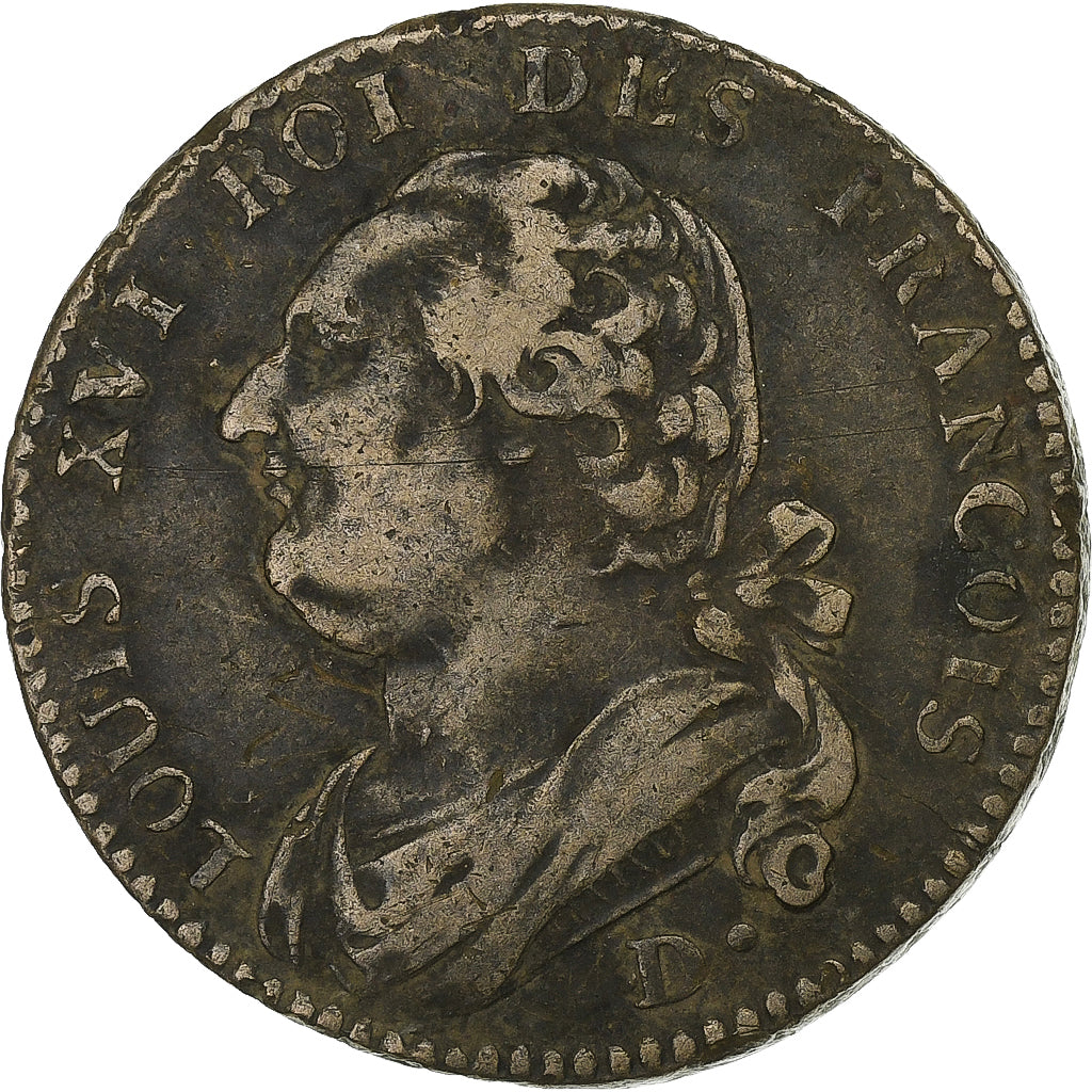 Francia, Louis XVI, 12 deniers françois, 1792 / AN 4, Dijon, Rame, MB+