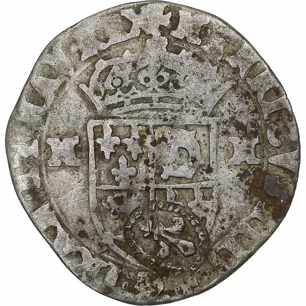 France, Louis XIII, Quinzain (Douzain contremarqué), 1596, Grenoble, Billon