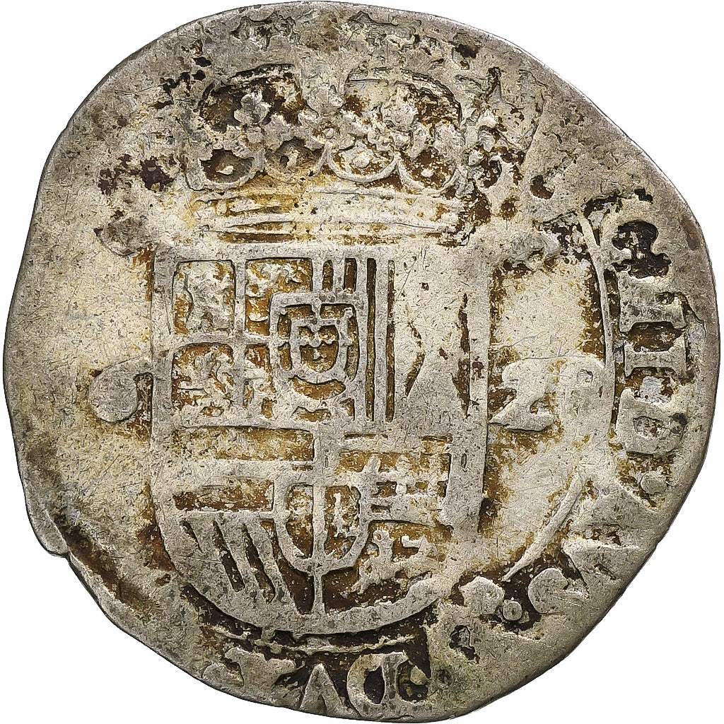 Pays-Bas espagnols, Philippe IV, Escalin, 1628, Anvers, Argent, B+