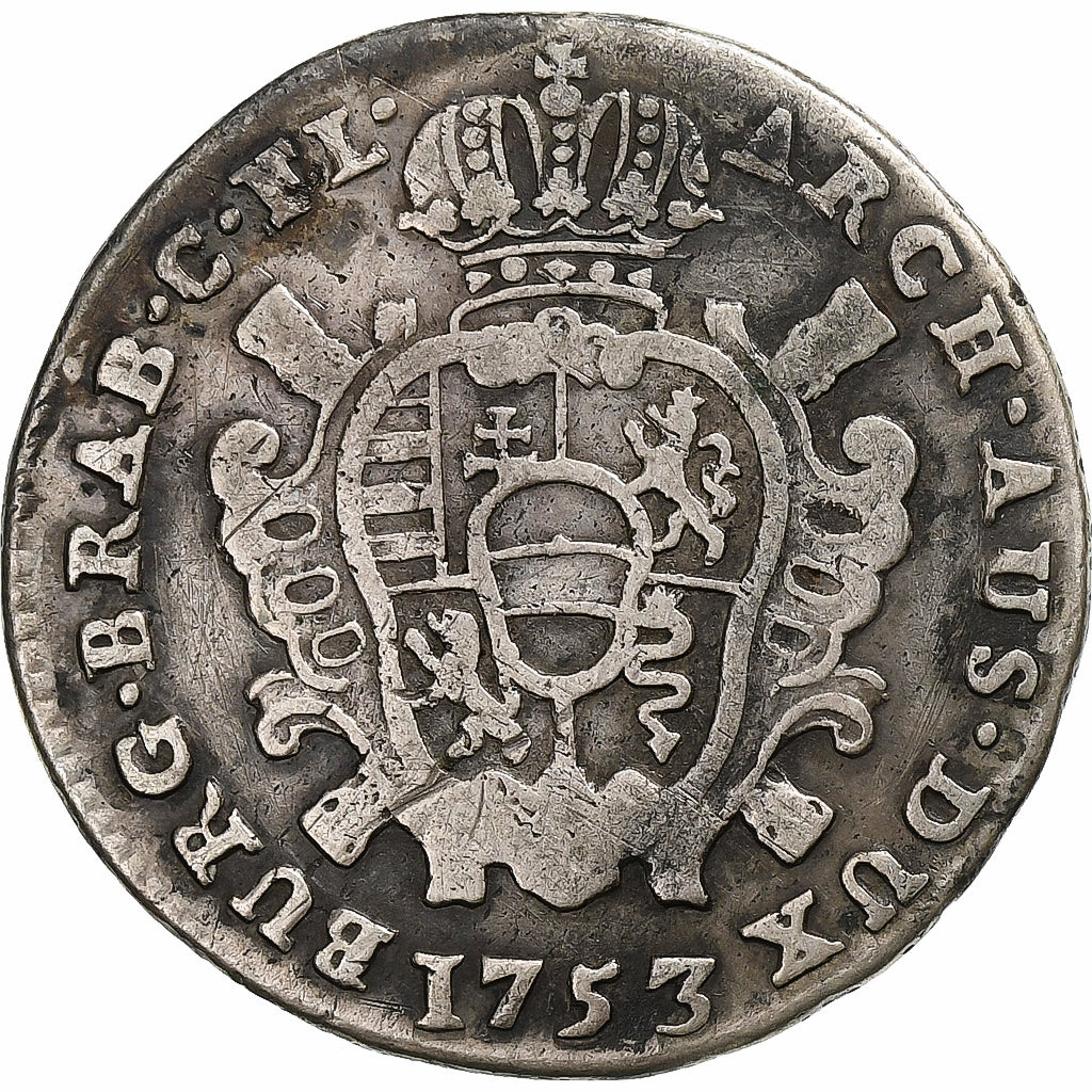 Austrian Netherlands, Maria Theresa, Escalin, 1753, Bruges, Silver, VF(30-35)