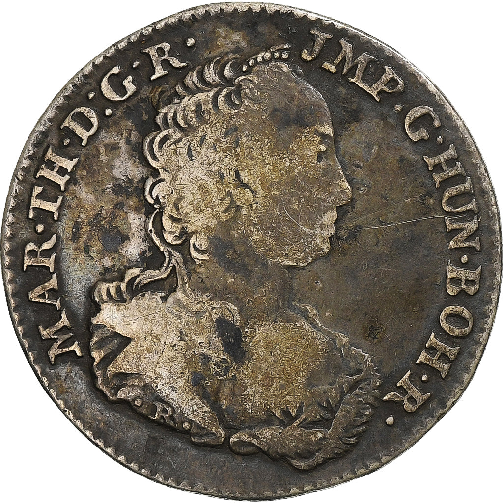 PAÍSES BAJOS AUSTRIACOS, Maria Theresa, 1/8 Ducaton, 1751, Antwerp, Plata, BC+