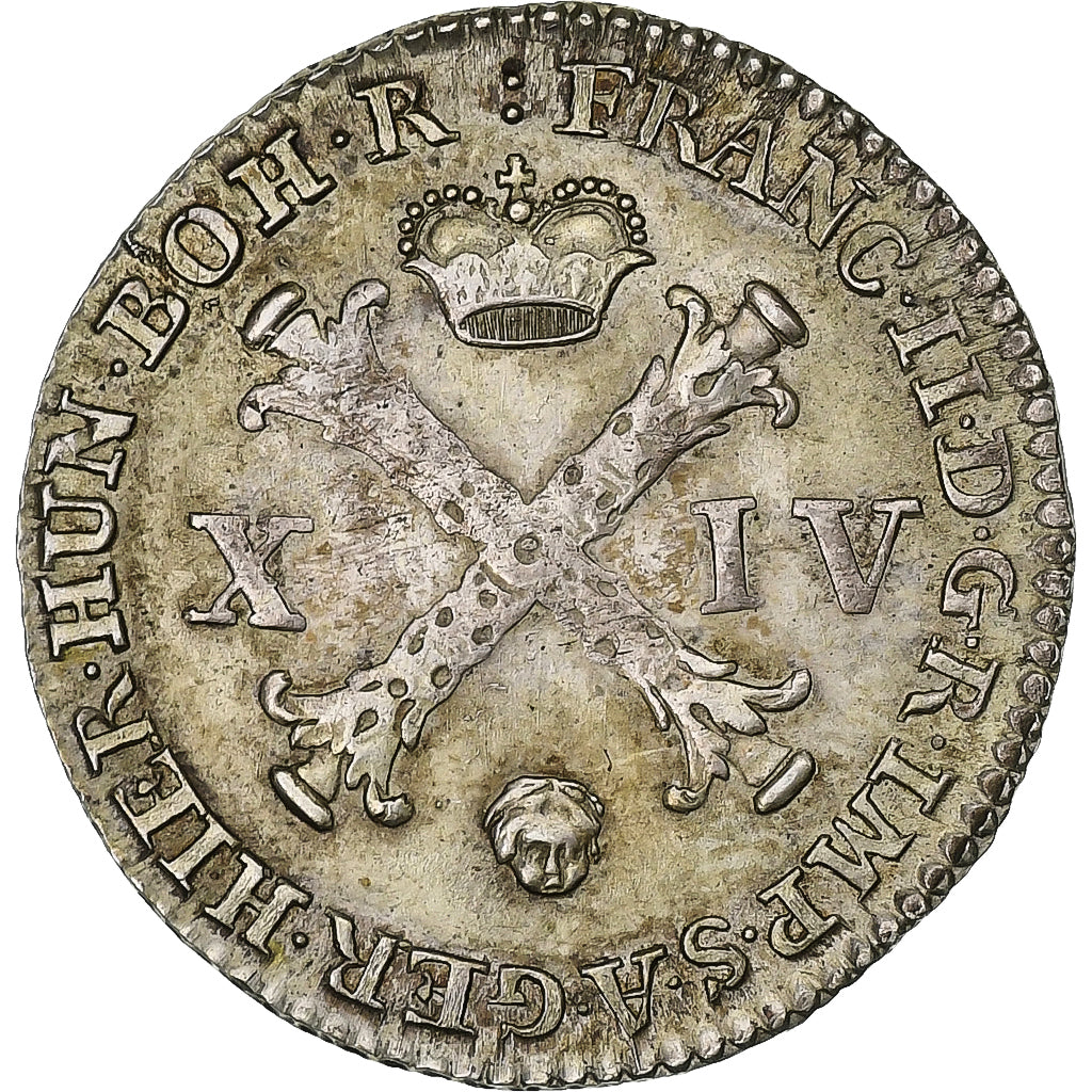 Paesi Bassi austriaci, François II, 14 Liards, 1793, Brussels, Argento, BB+