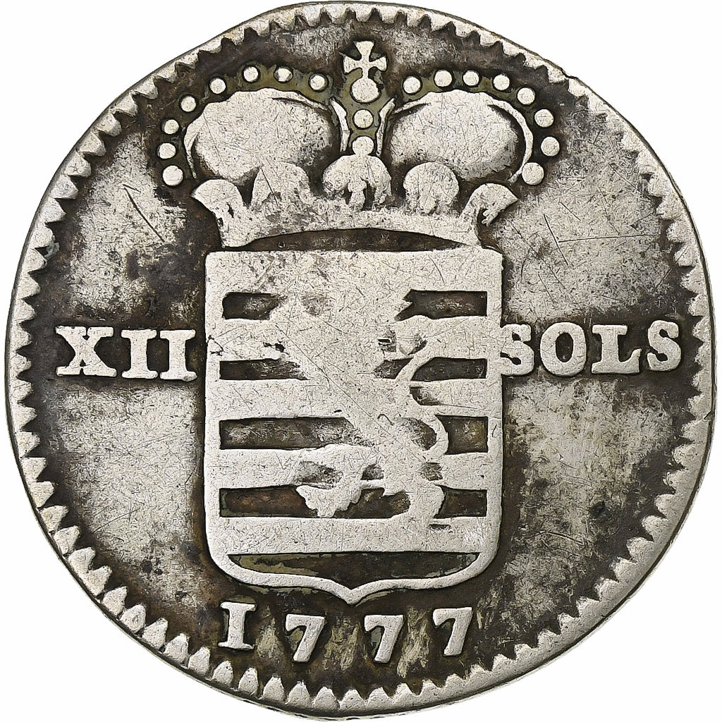 Lussemburgo, Maria Theresa, 12 Sols, 1777, Brussels, Argento, MB, KM:9