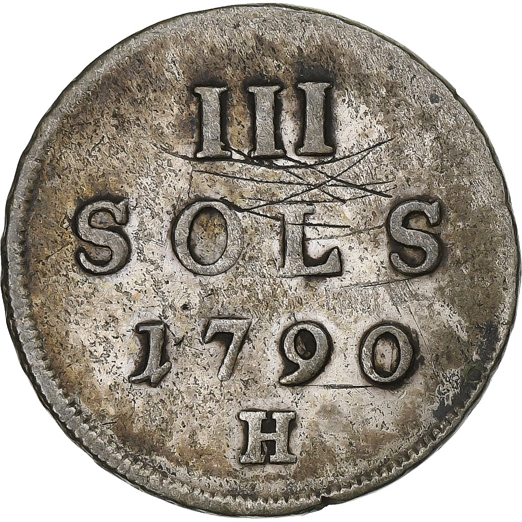 Luxemburgo, Leopold II, 3 Sols, 1790, Günzburg, Vellón, MBC, KM:16