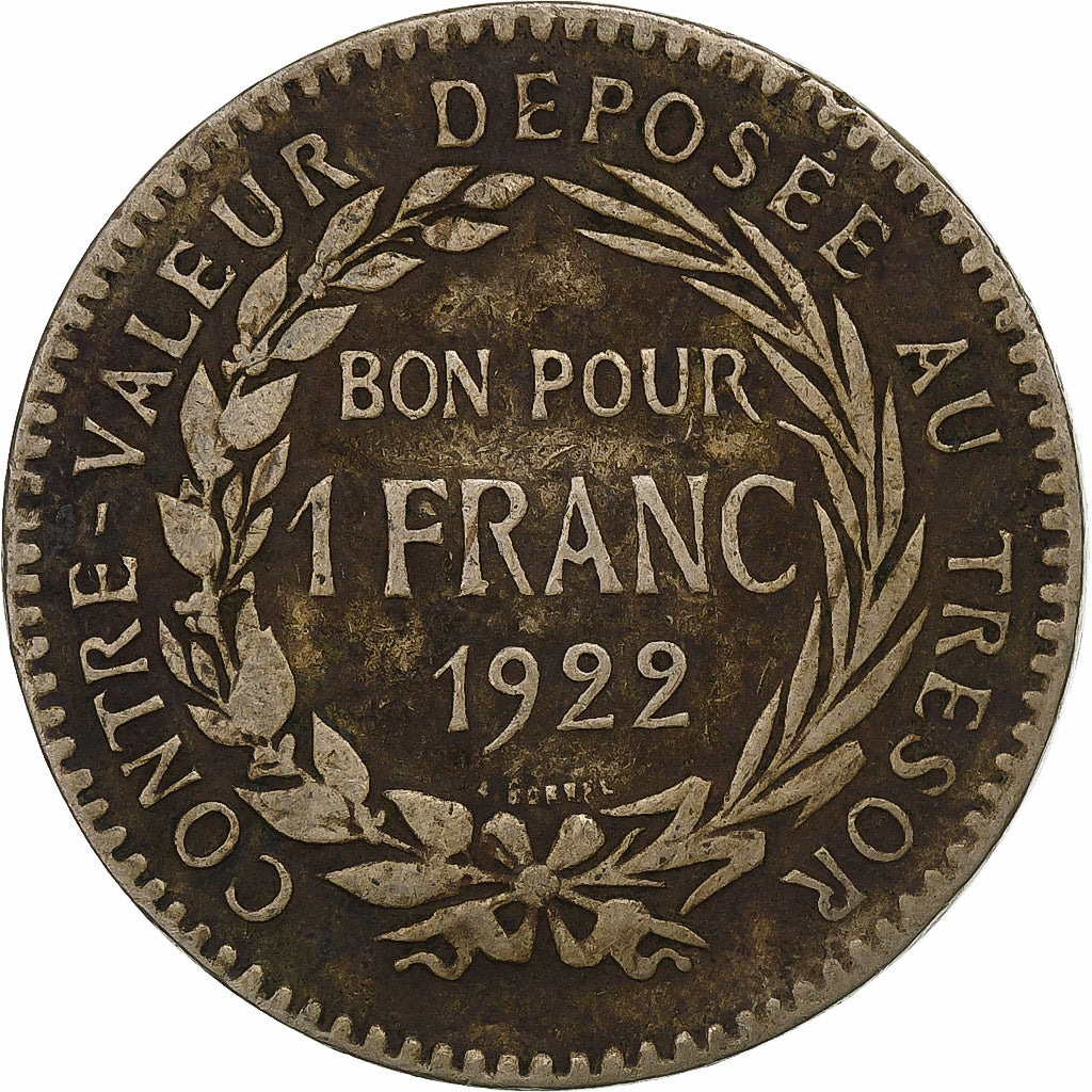 Martinica, Franc, 1922, Paris, Cobre-níquel, VF(20-25), KM:41