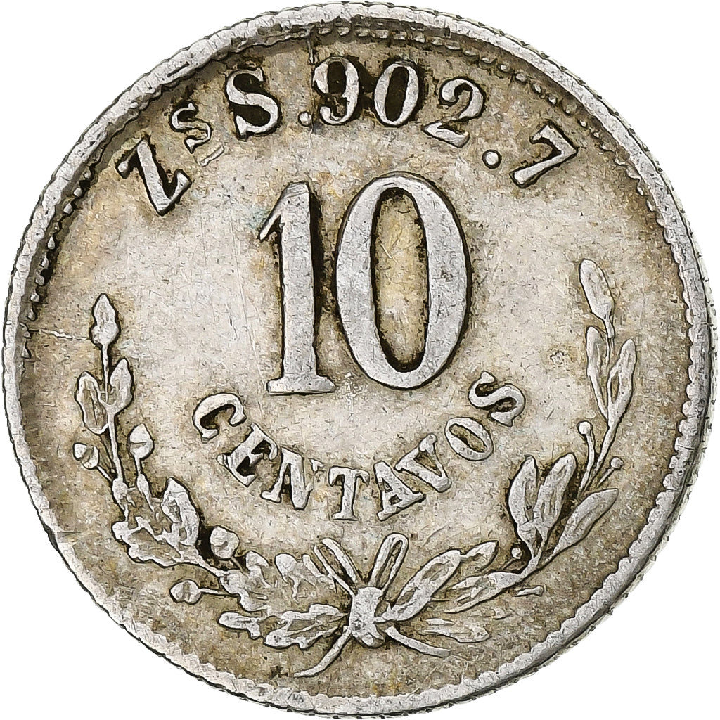 Mexico, 10 Centavos, 1884, Zacatecas, Silver, VF(30-35), KM:403.10