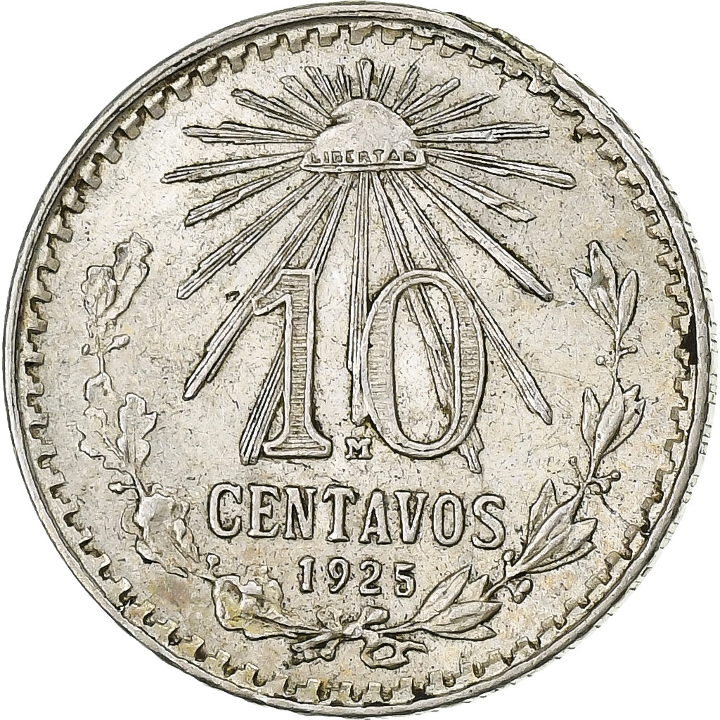 Mexico, 10 Centavos, 1925, Mexico City, Silver, EF(40-45), KM:431