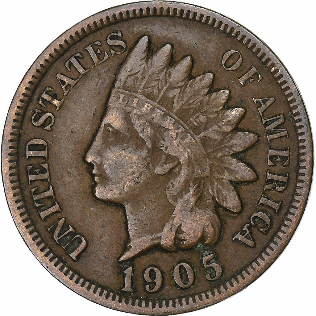 USA, Cent, Indian Head, 1905, Philadelphia, Brązowy, VF(30-35), KM:90a