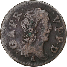 Principado de Dombes, Gaston d'Orléans, Denier Tournois, 1650, Trévoux, Cobre