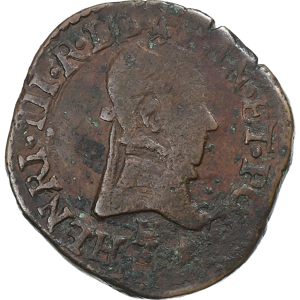 Francia, Henri III, Double Tournois, 1584, Tours, Rame, MB, Gadoury:455