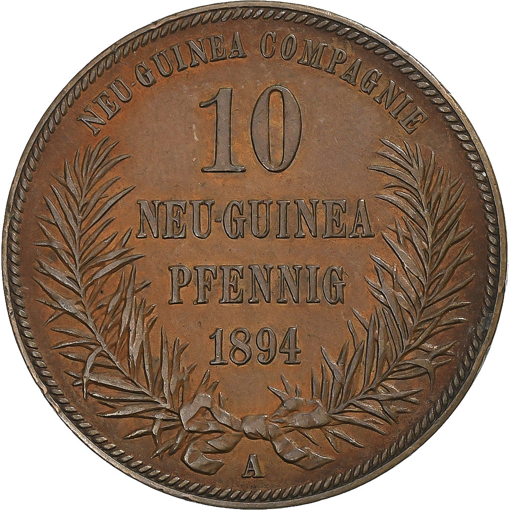 Germany New Guinea, 10 Pfennig, 1894, Berlin, Copper, EF(40-45), KM:3