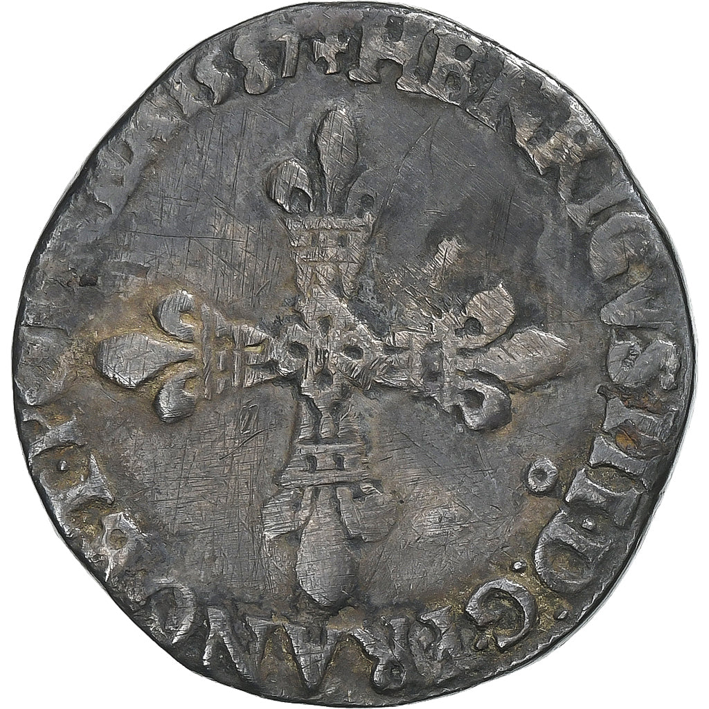 Frankrijk, Henri III, 1/4 Ecu, 1587, Rennes, Zilver, FR+, Gadoury:494