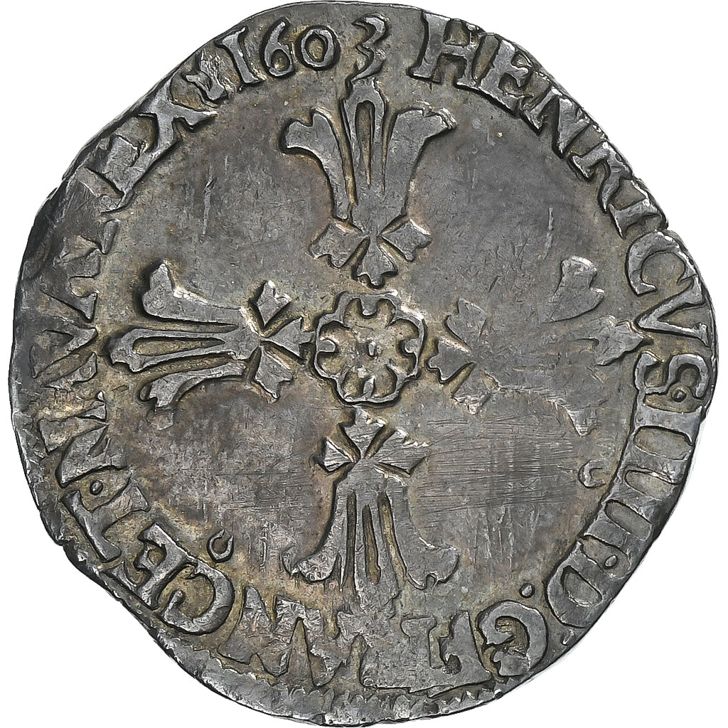 França, Henri IV, 1/4 Ecu, 1603, Rennes, Prata, EF(40-45), Gadoury:597