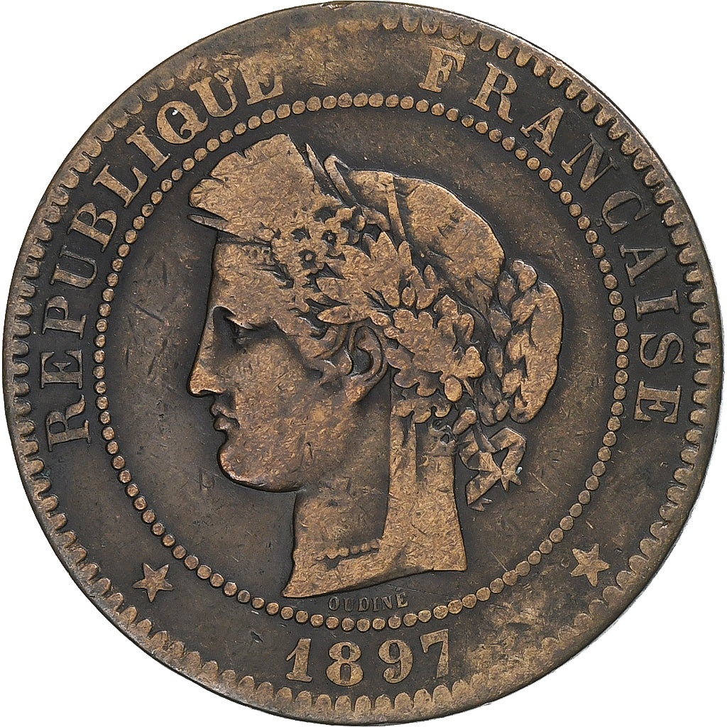 France, 10 Centimes, Cérès, 1897, Paris, Torche, Bronze, VF(30-35)