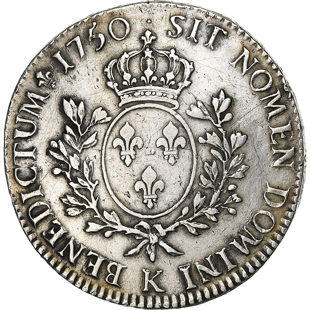 Francia, Louis XV, Écu au bandeau, 1750, Bordeaux, Plata, BC+, Gadoury:322
