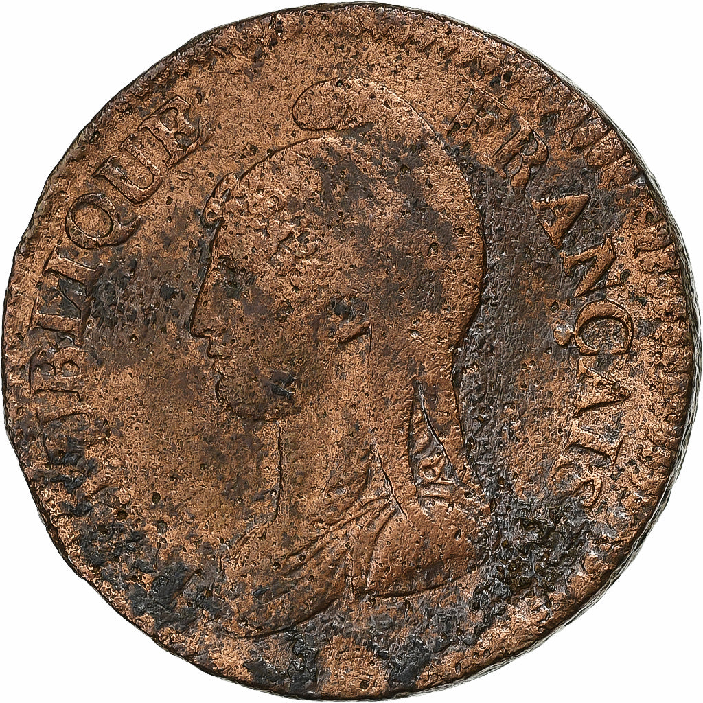 France, Decime, Dupré, AN 5, Paris, Copper, EF(40-45), Gadoury:187, KM:640