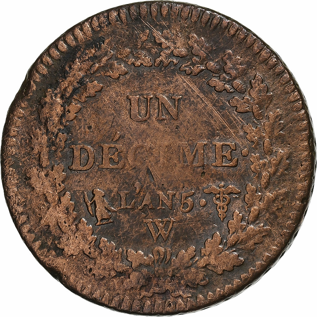 Frankreich, Decime, Dupré, AN 5, Lille, Kupfer, SS, Gadoury:187, KM:640