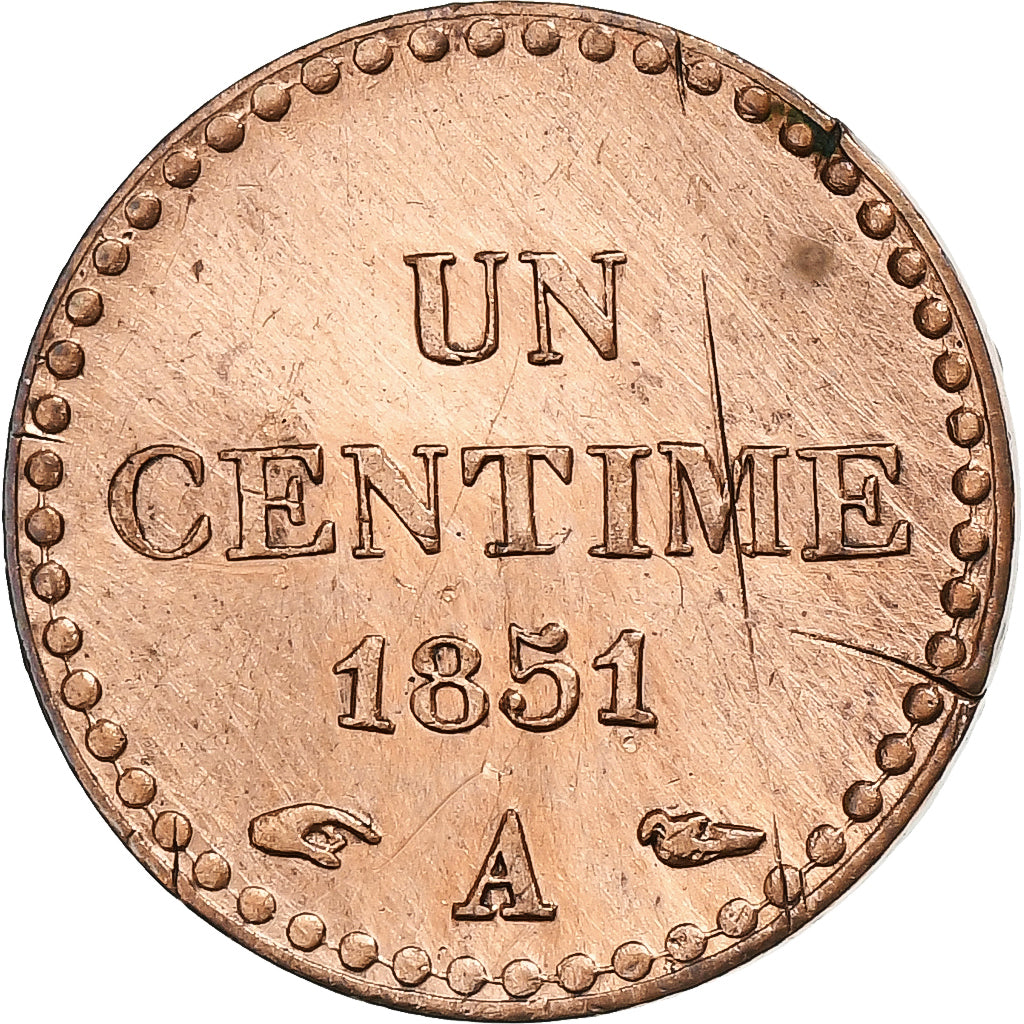 Francja, Centime, Dupré, 1851, Paris, Miedź, EF(40-45), Gadoury:84, KM:754