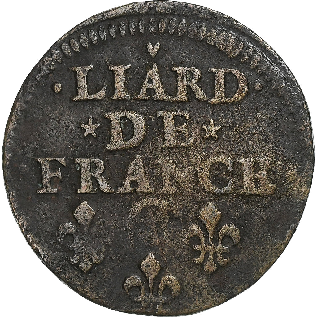 França, Louis XIV, Liard, 1657, Poitiers, Cobre, VF(20-25), Gadoury:80