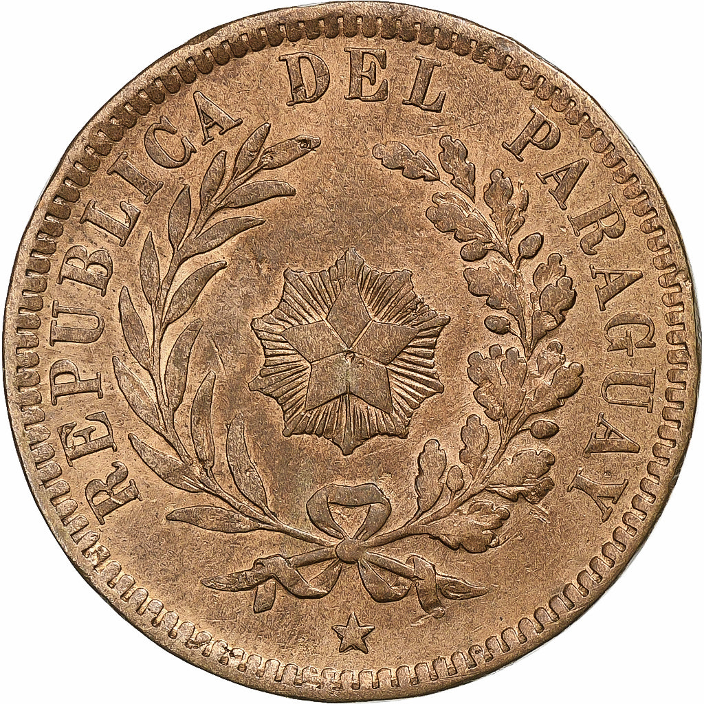 Paraguay, 2 Centesimos, 1870, Heaton, Copper, AU(50-53), KM:3