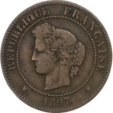 France, 5 Centimes, Cérès, 1897, Paris, Torch, Bronze, VF(30-35)