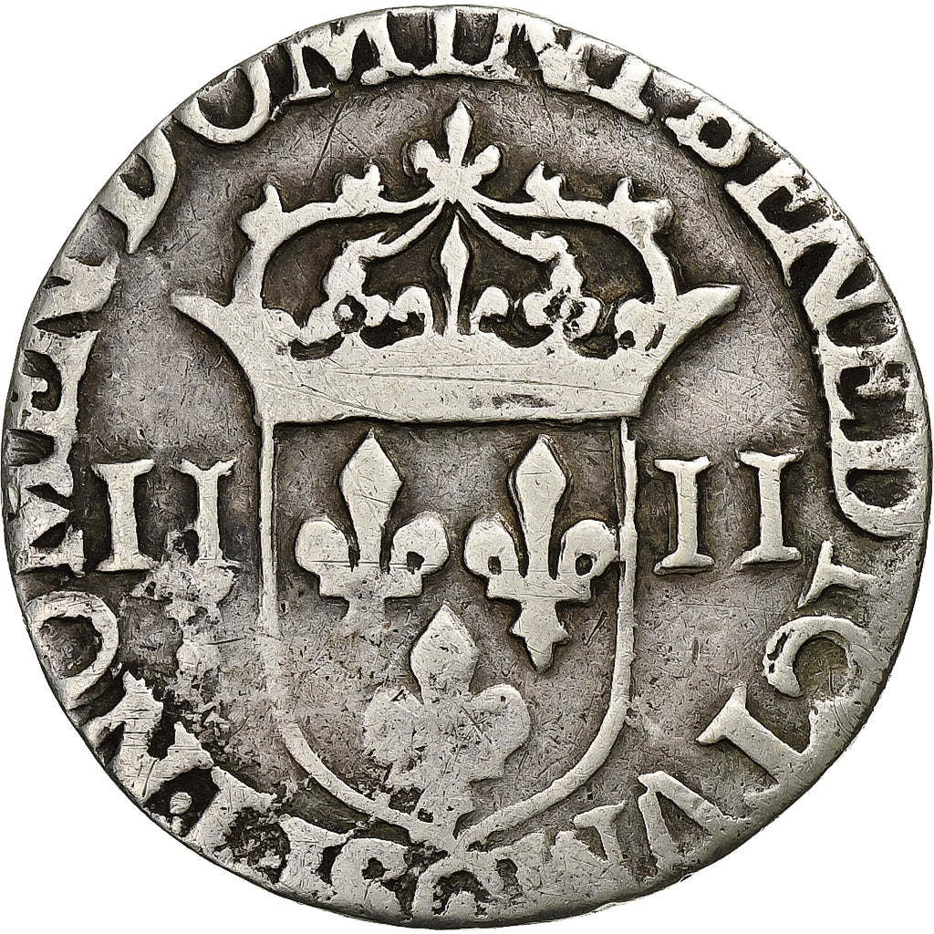 França, Louis XIII, 1/4 Ecu, 1615, Saint-Lô, Prata, VF(30-35), Gadoury:27