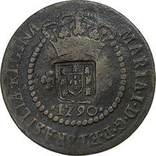 Brasilien, Maria I, 5 Reis, 1790, Lisbon, Countermarked, Kupfer, SS, KM:64