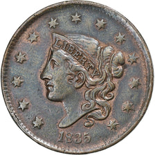 United States, Cent, Coronet Head, 1835, Philadelphia, Copper, AU(55-58)