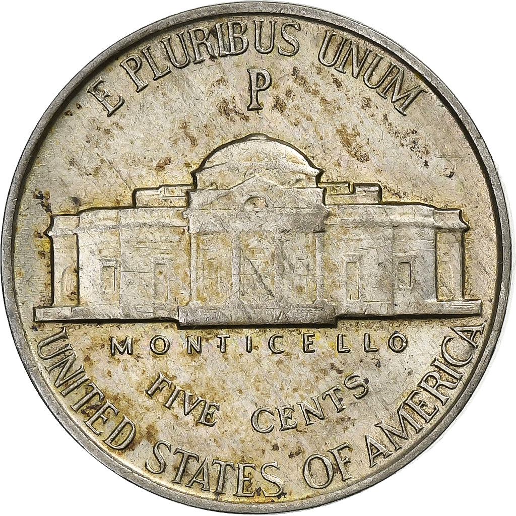 États-Unis, 5 Cents, Jefferson, 1943, Philadelphie, Alliage argent, TTB, KM:192a