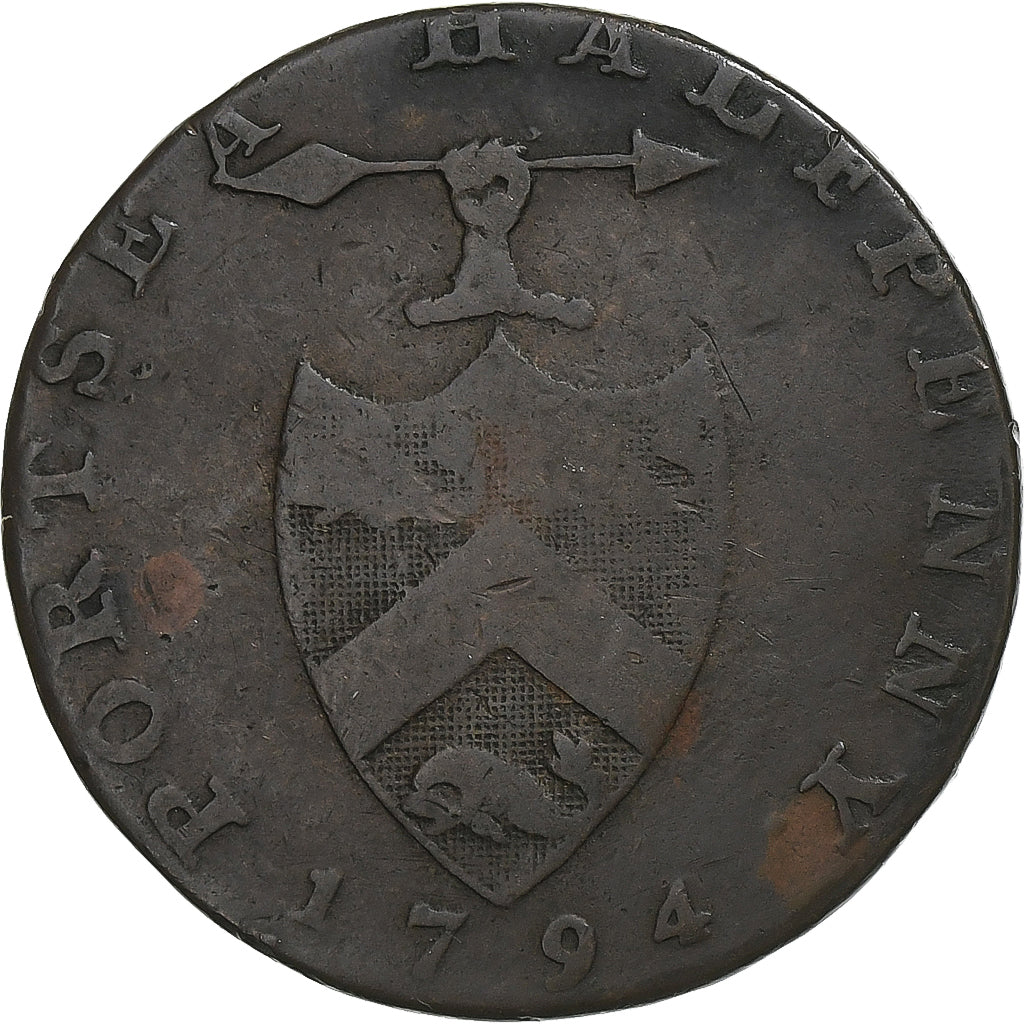 United Kingdom, Halfpenny Token, Portsea, 1794, Kupfer, S+