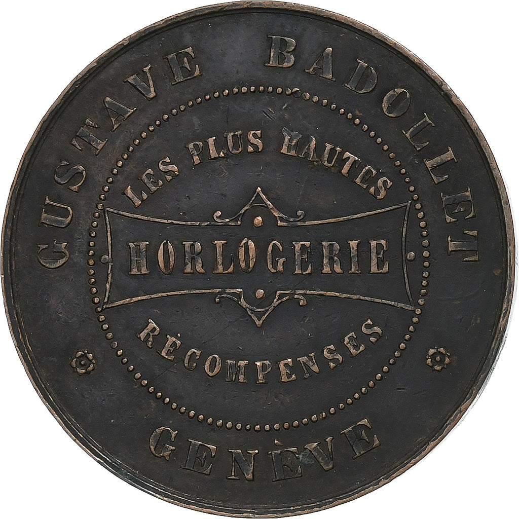 Suiza, zeton, Gustave Badollet, horlogerie, Cobre, MBC