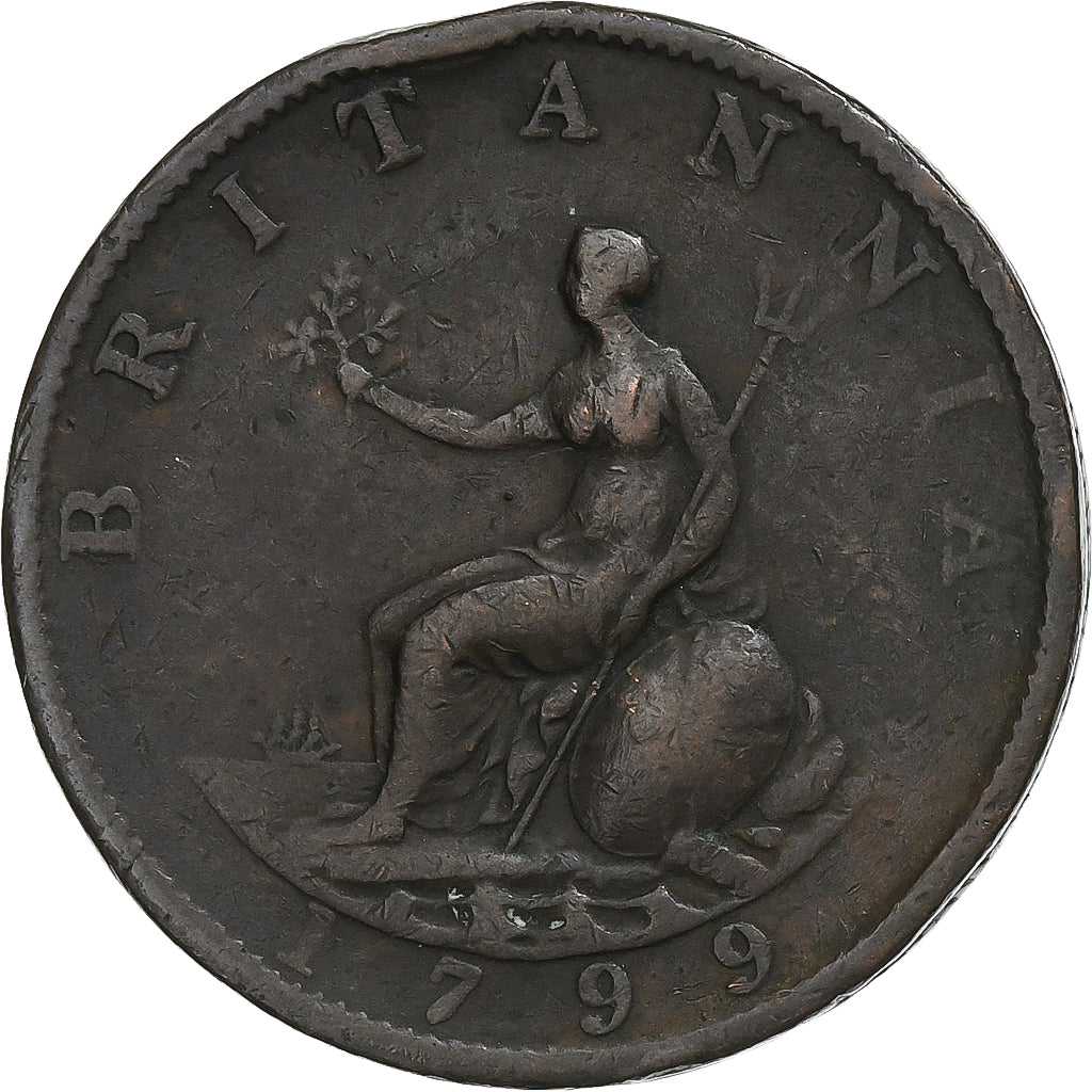 Reino Unido, George III, 1/2 Penny, 1799, Soho, Cobre, VF(30-35), Spink:3778