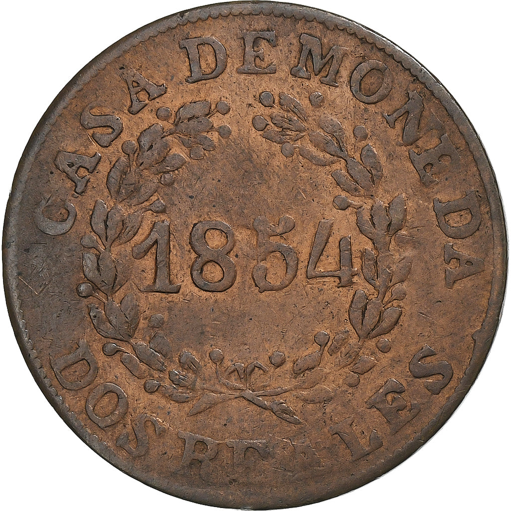 Argentina, 2 Reales, 1854, Buenos Aires, Copper, VF(30-35), KM:9