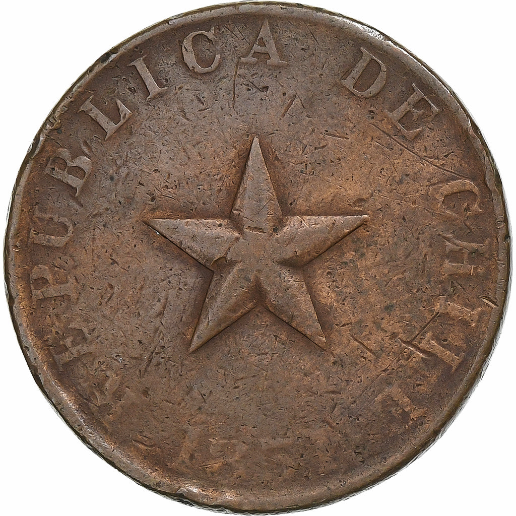 Chile, Centavo, 1851, Copper, VF(30-35), KM:120