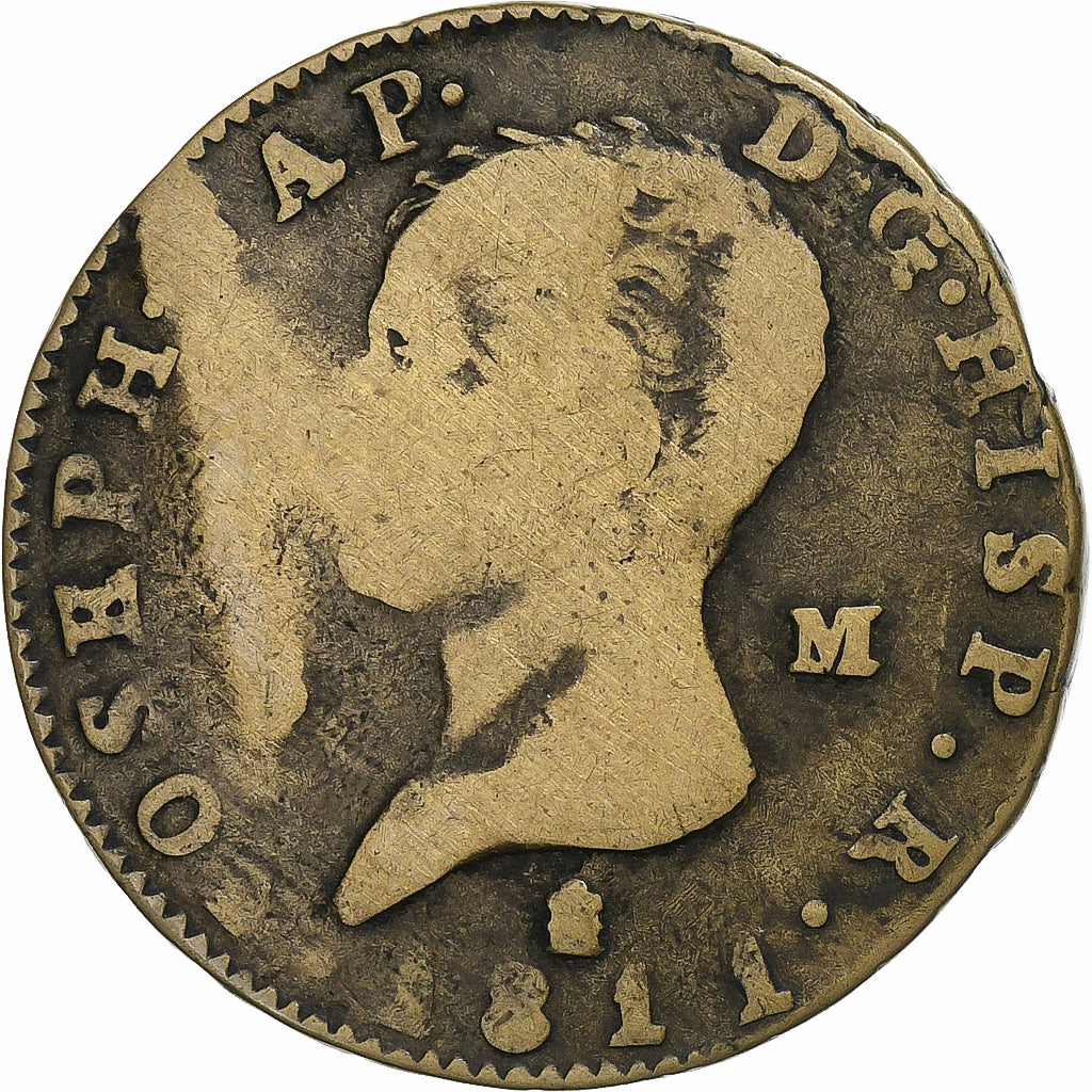 Spain, Joseph Napoleon, 8 Maravedis, 1811, Madrid, Copper, VF(20-25)