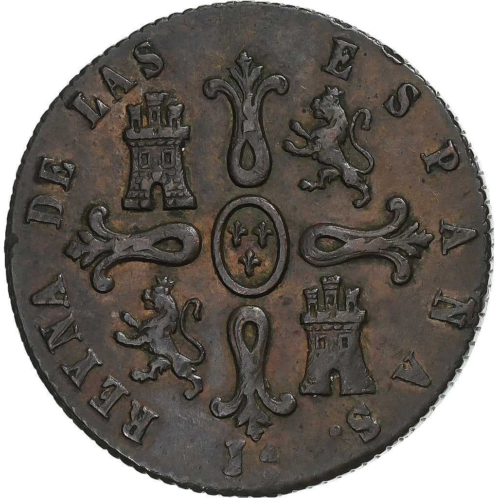 Spain, Isabel II, 8 Maravedis, 1848, Jubia, Copper, AU(50-53), KM:531