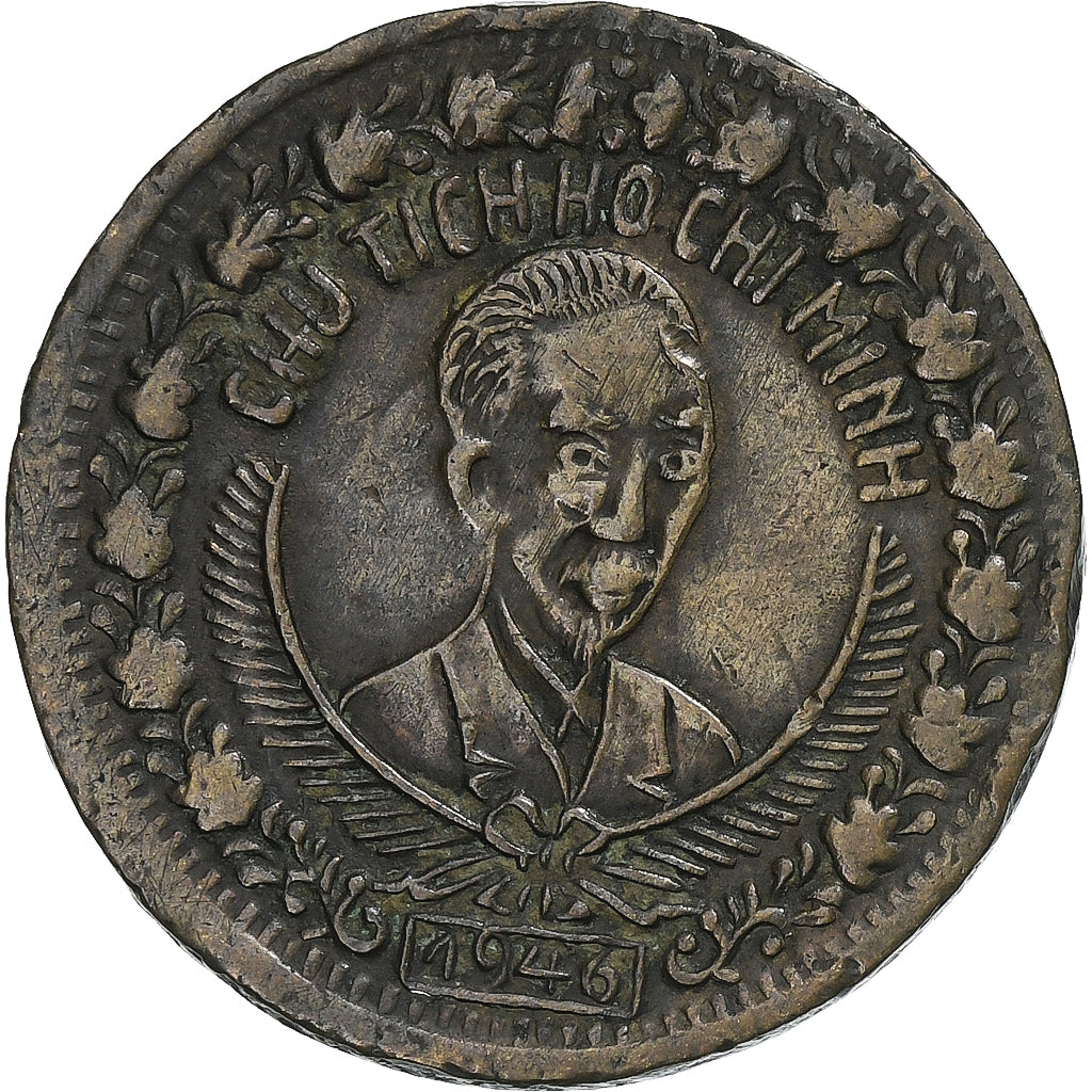 Vietnam, Ho Chi Minh, 2 Dông, 1946, Hanoï, Bronze, AU(50-53), KM:4