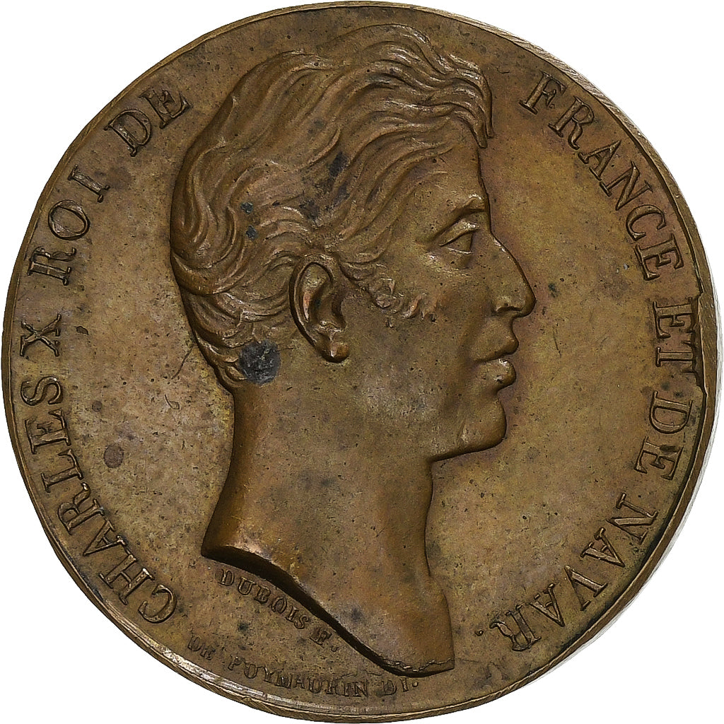 Francja, medal, Karol X, Visite à la Vendée, Miedź, Dubois/Puymaurin