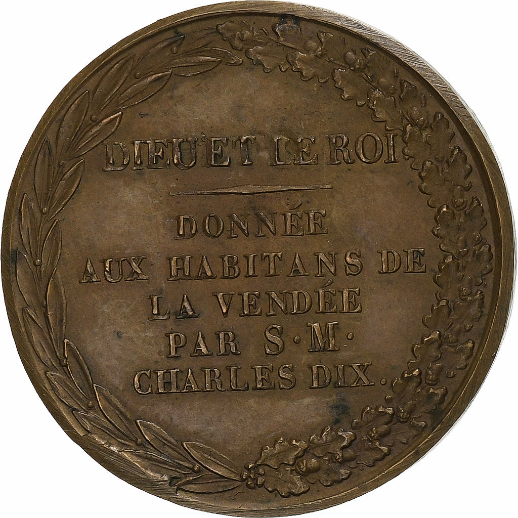 Francja, medal, Karol X, Visite à la Vendée, Miedź, Dubois/Puymaurin