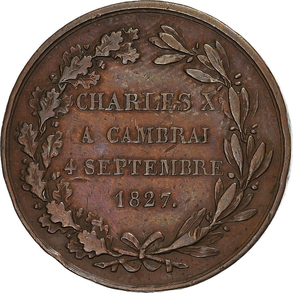 Frankreich, betaalpenning, Charles X, Visite à Cambrai, 1827, Kupfer