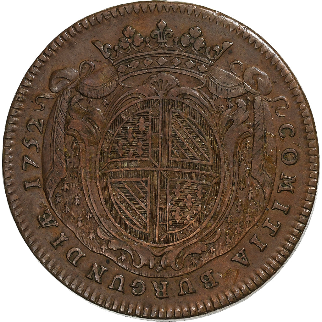 France, Token, Louis XV, Etats de Bourgogne, 1752, Copper, AU(50-53)