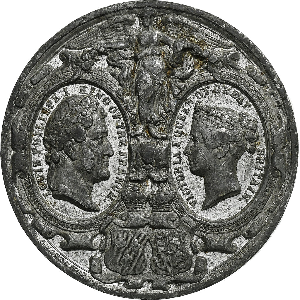 Royaume-Uni, Médaille, Visite de Louis-Philippe en Angleterre, 1844, Etain, SUP