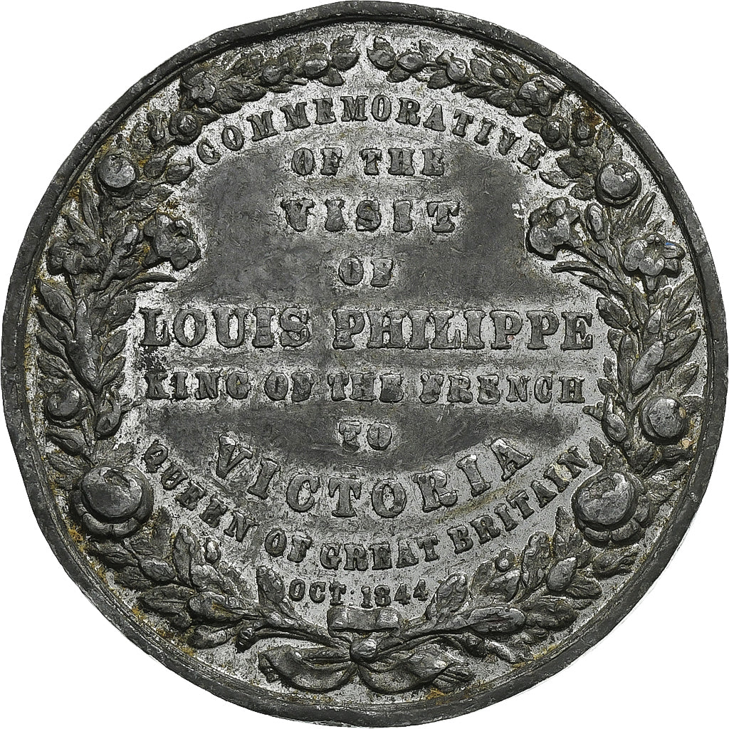 Royaume-Uni, Médaille, Visite de Louis-Philippe en Angleterre, 1844, Etain, SUP