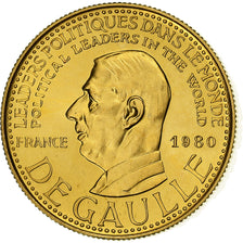France, Token, Charles de Gaulle, 1980, Gold, MS(63)