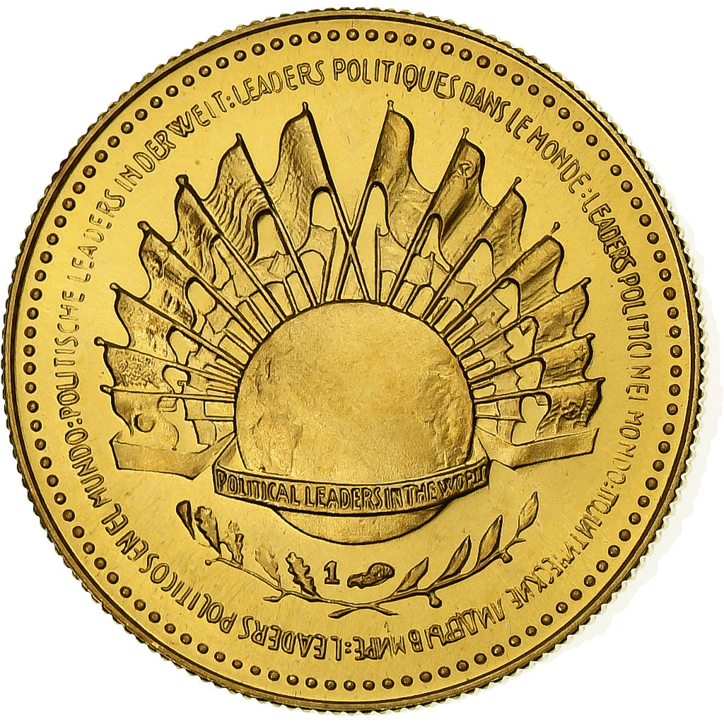 France, Token, Charles de Gaulle, 1980, Gold, MS(63)